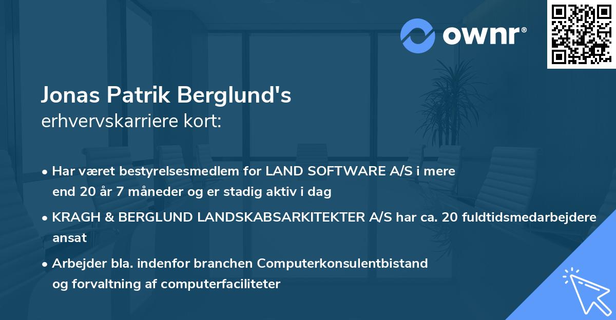 Jonas Patrik Berglund's erhvervskarriere kort
