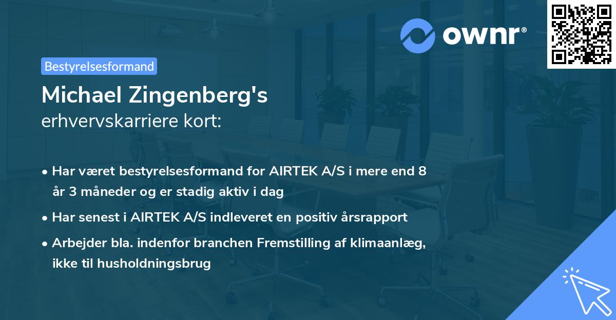 Michael Zingenberg's erhvervskarriere kort