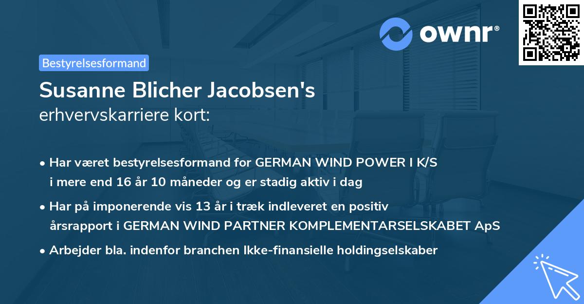 Susanne Blicher Jacobsen's erhvervskarriere kort