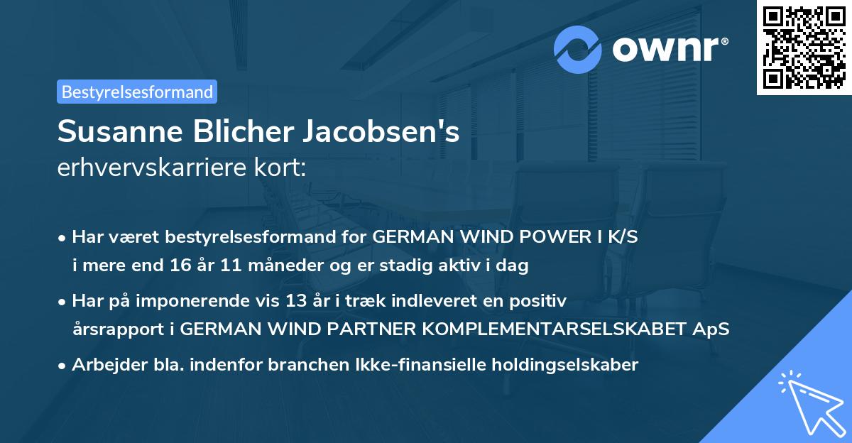 Susanne Blicher Jacobsen's erhvervskarriere kort