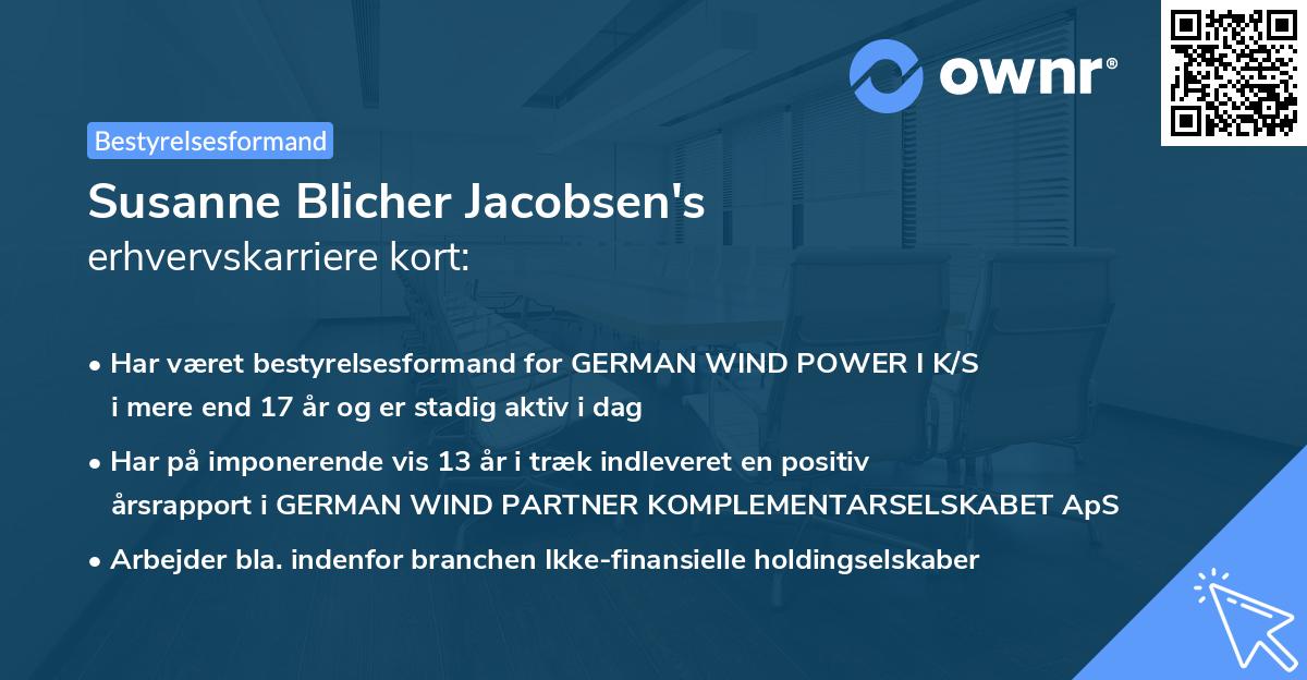 Susanne Blicher Jacobsen's erhvervskarriere kort