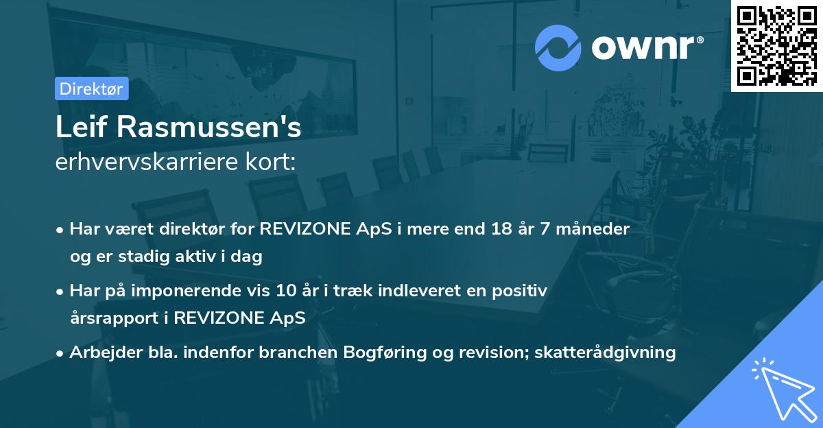 Leif Rasmussen's erhvervskarriere kort