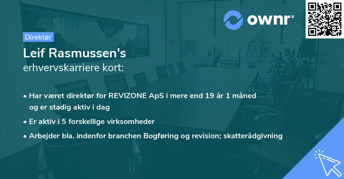 Leif Rasmussen's erhvervskarriere kort