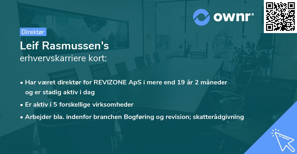 Leif Rasmussen's erhvervskarriere kort