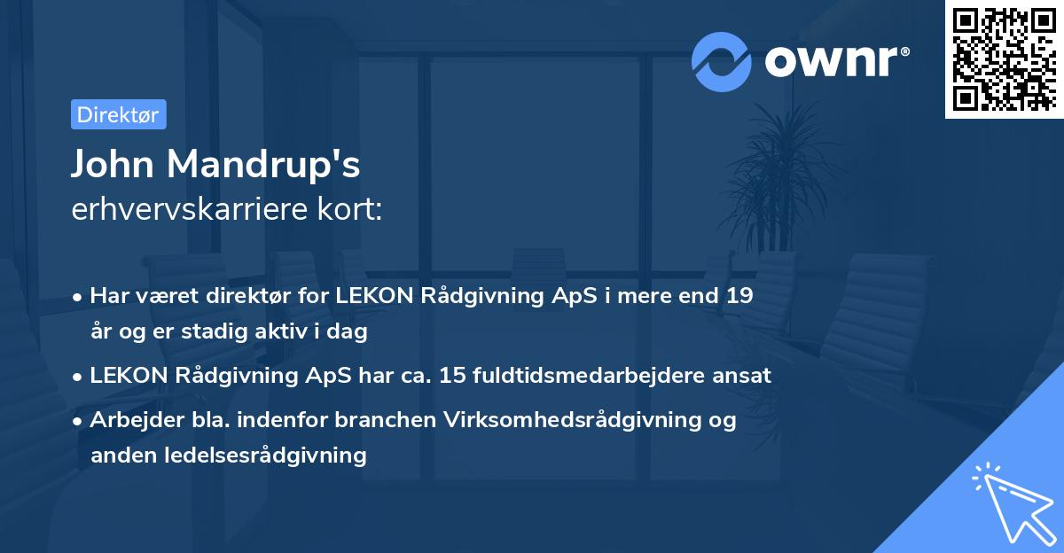 John Mandrup's erhvervskarriere kort