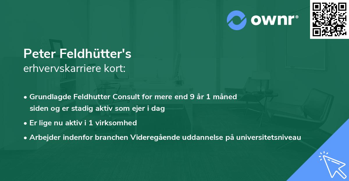 Peter Feldhütter's erhvervskarriere kort