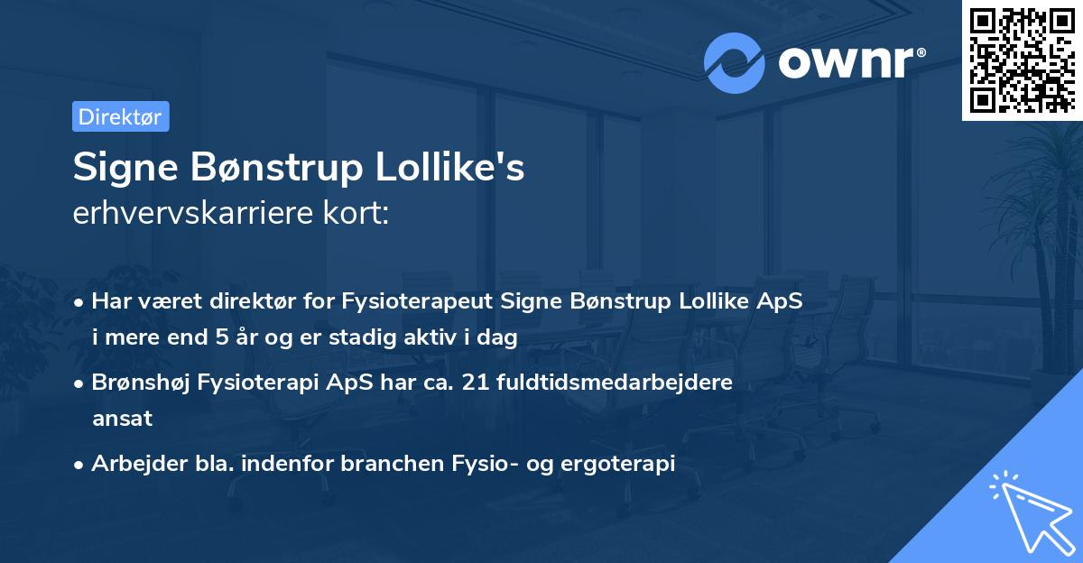Signe Bønstrup Lollike's erhvervskarriere kort
