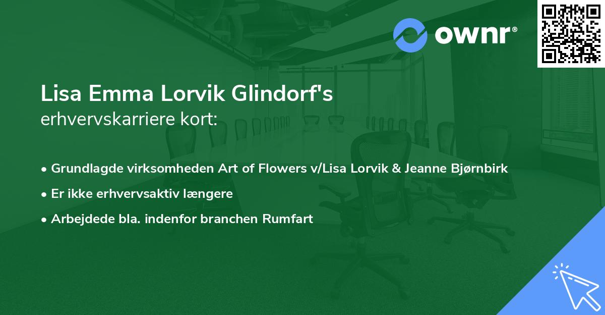 Lisa Emma Lorvik Glindorf's erhvervskarriere kort