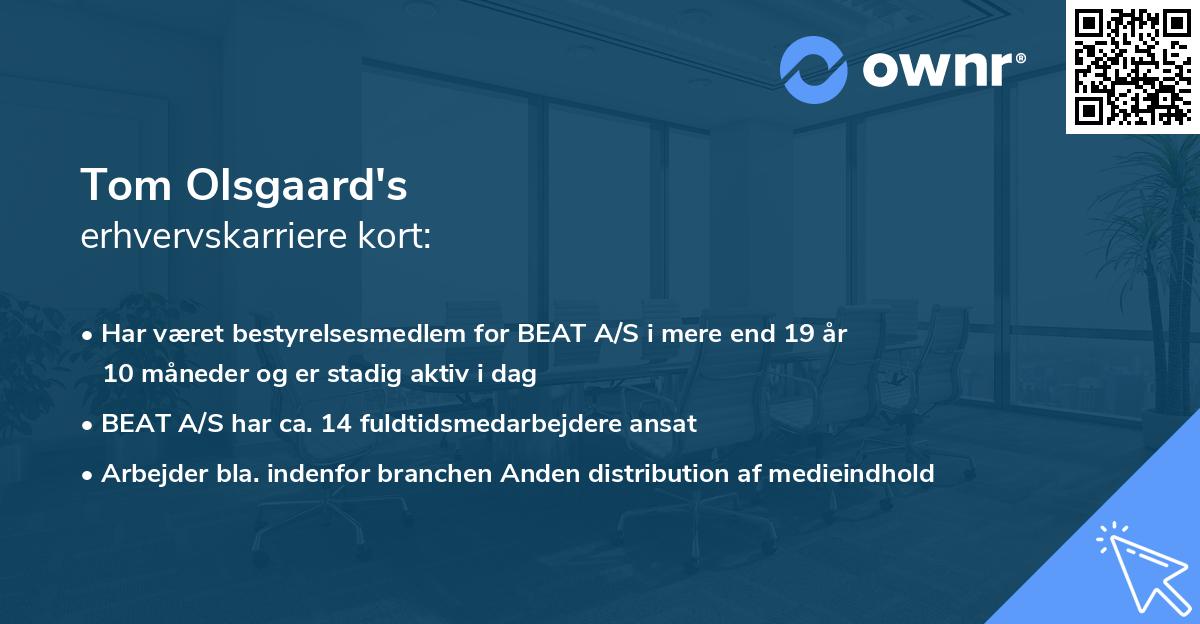 Tom Olsgaard's erhvervskarriere kort