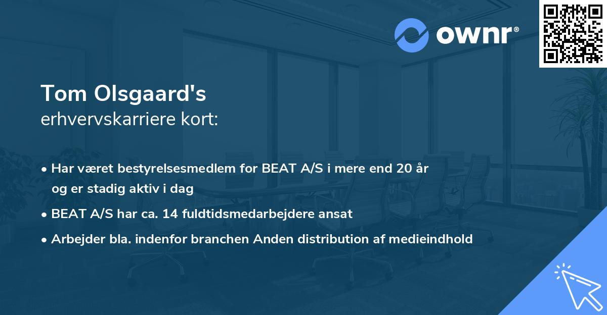 Tom Olsgaard's erhvervskarriere kort