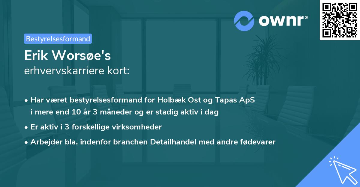 Erik Worsøe's erhvervskarriere kort