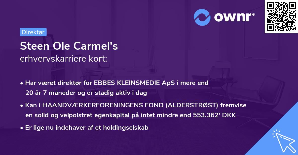 Steen Ole Carmel's erhvervskarriere kort