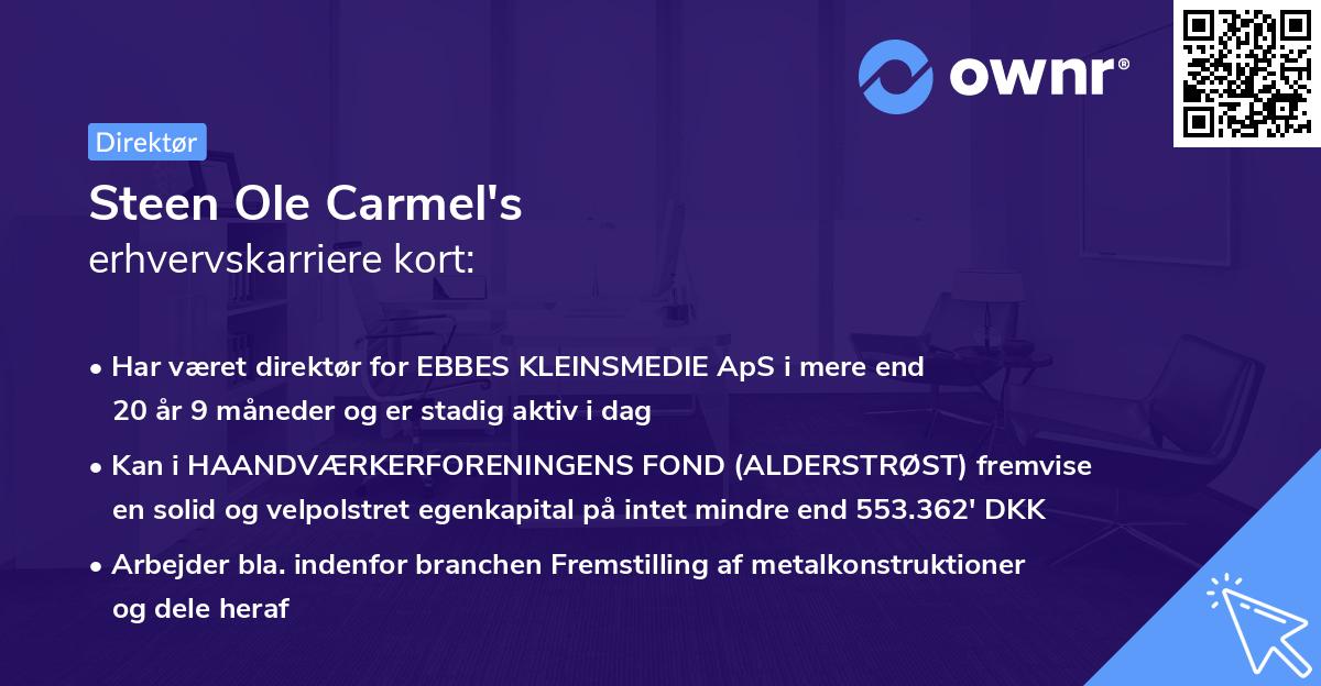 Steen Ole Carmel's erhvervskarriere kort