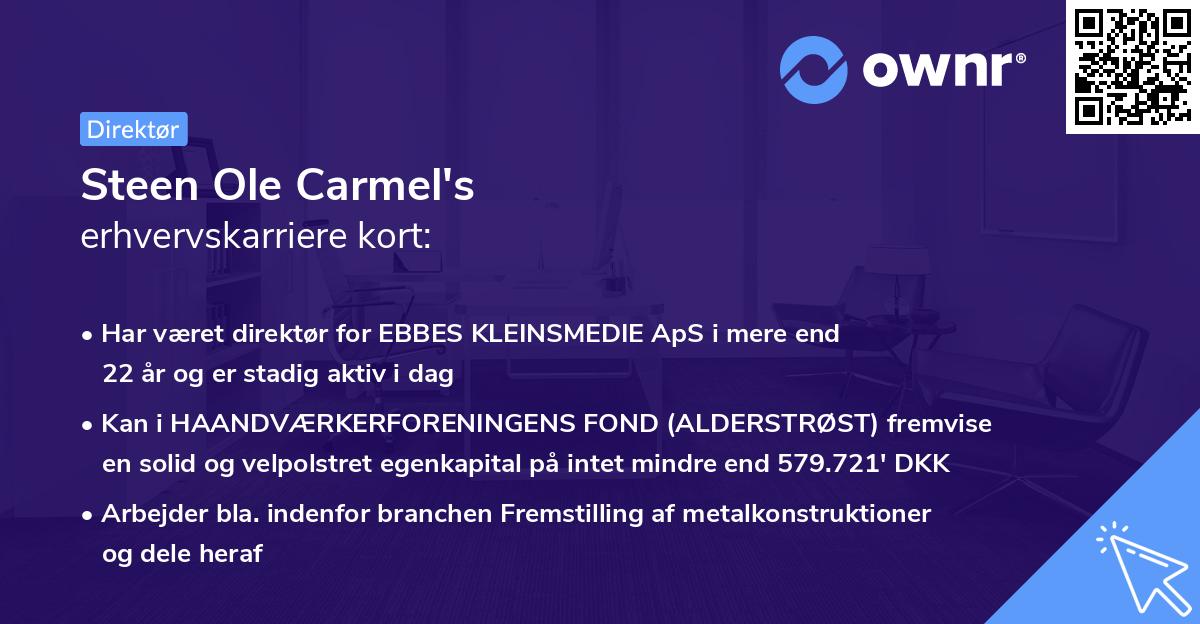 Steen Ole Carmel's erhvervskarriere kort