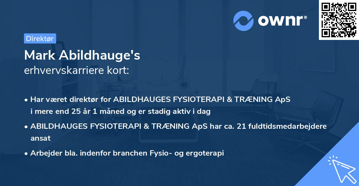 Mark Abildhauge's erhvervskarriere kort