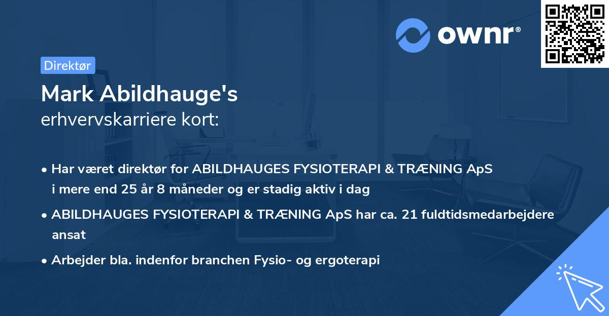 Mark Abildhauge's erhvervskarriere kort