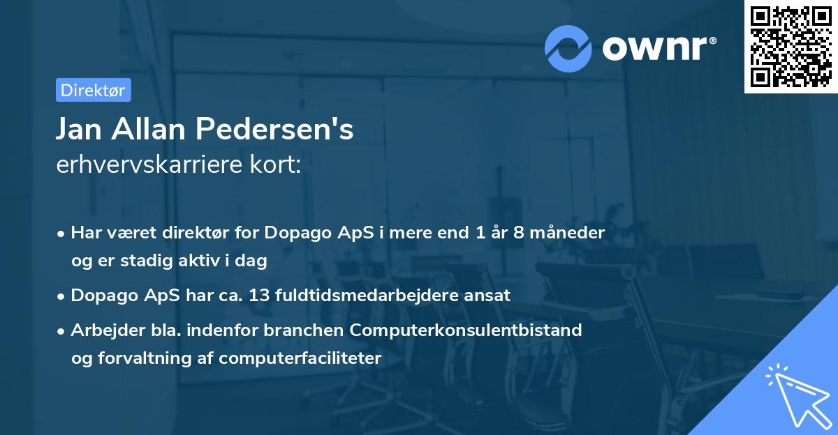 Jan Allan Pedersen's erhvervskarriere kort