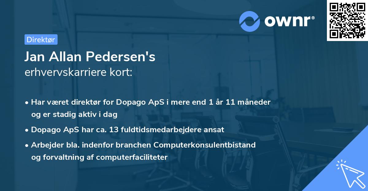 Jan Allan Pedersen's erhvervskarriere kort