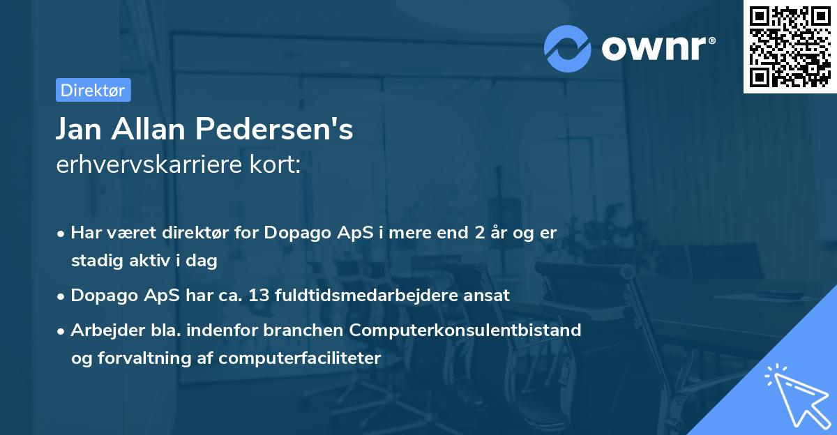 Jan Allan Pedersen's erhvervskarriere kort