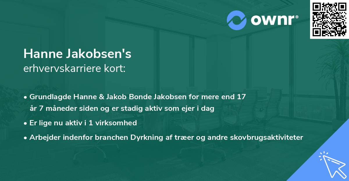 Hanne Jakobsen's erhvervskarriere kort