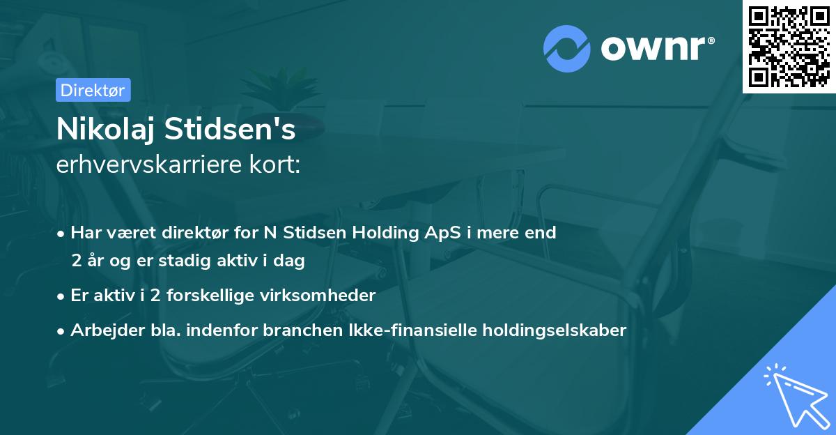 Nikolaj Stidsen's erhvervskarriere kort