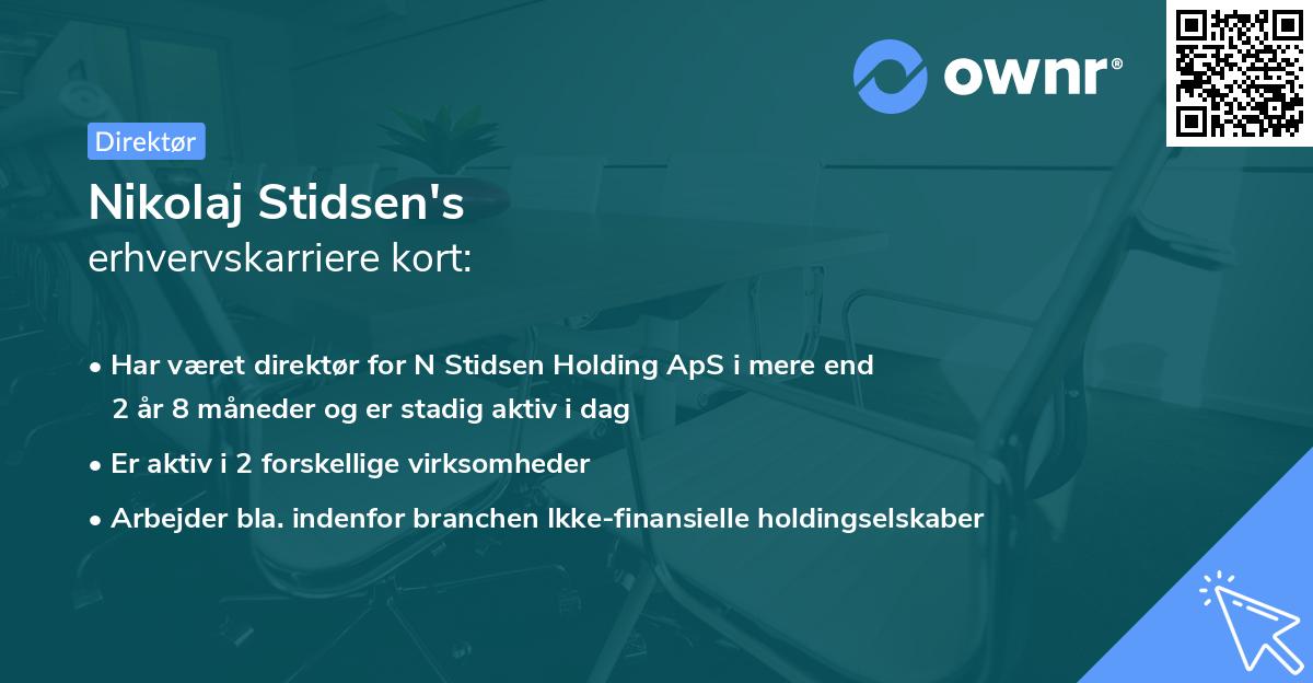 Nikolaj Stidsen's erhvervskarriere kort