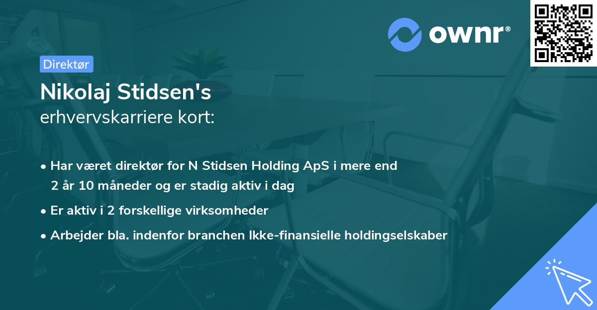 Nikolaj Stidsen's erhvervskarriere kort