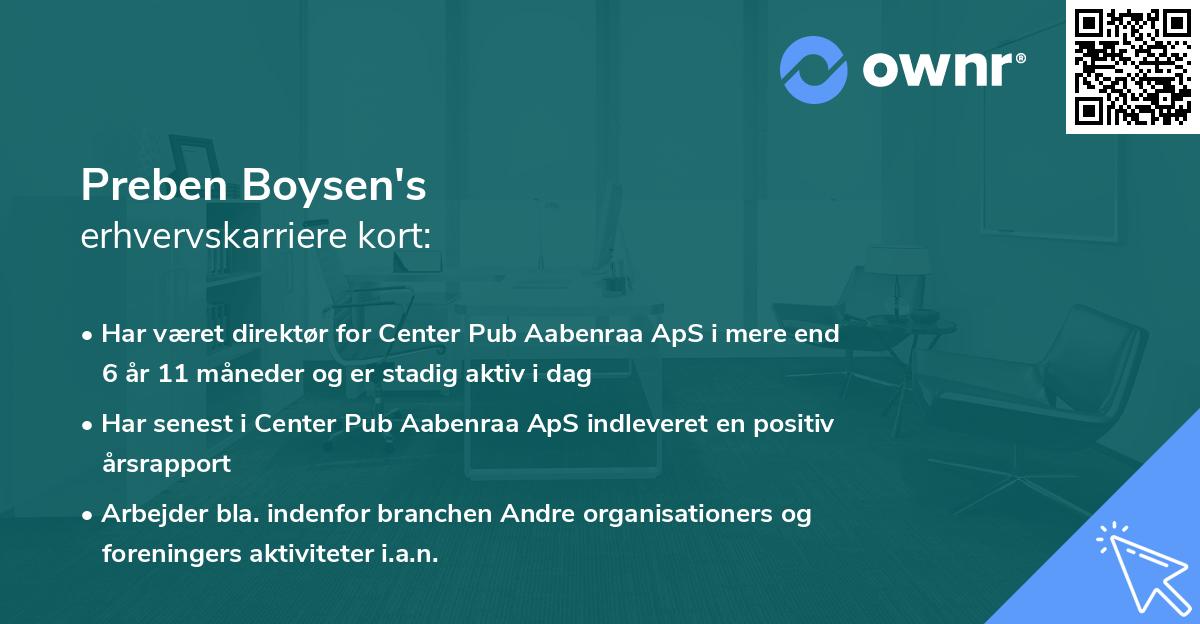 Preben Boysen's erhvervskarriere kort