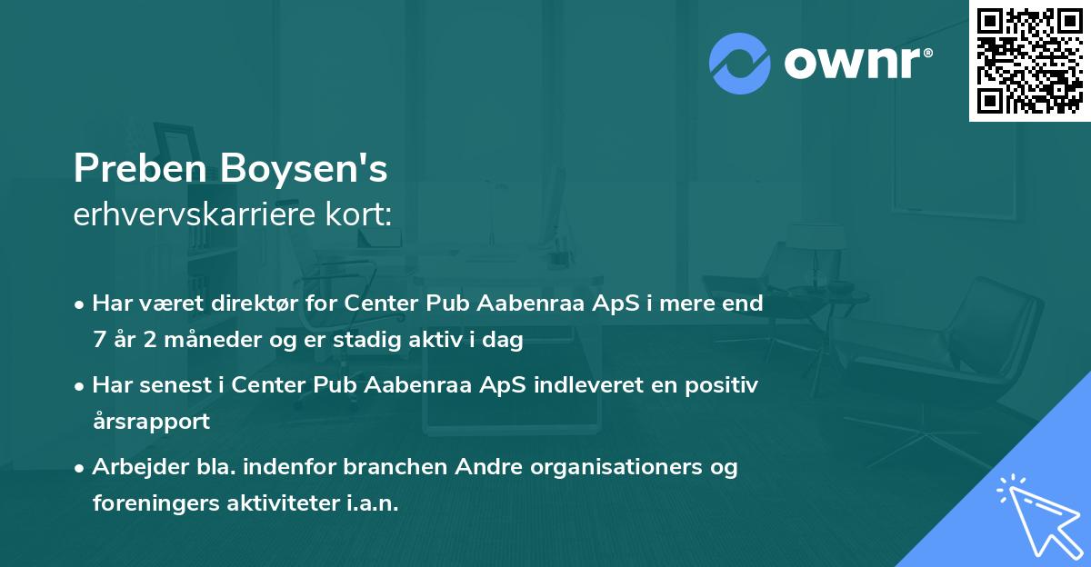 Preben Boysen's erhvervskarriere kort