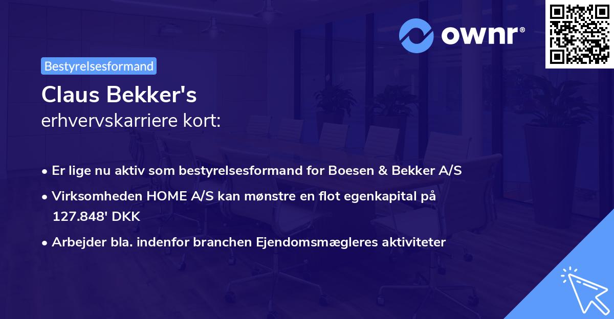 Claus Bekker's erhvervskarriere kort