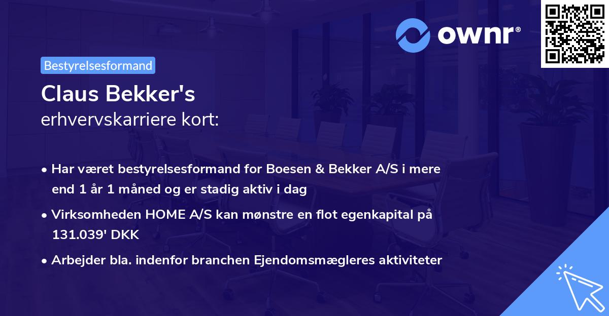 Claus Bekker's erhvervskarriere kort