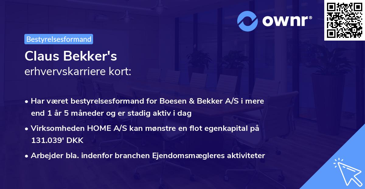 Claus Bekker's erhvervskarriere kort