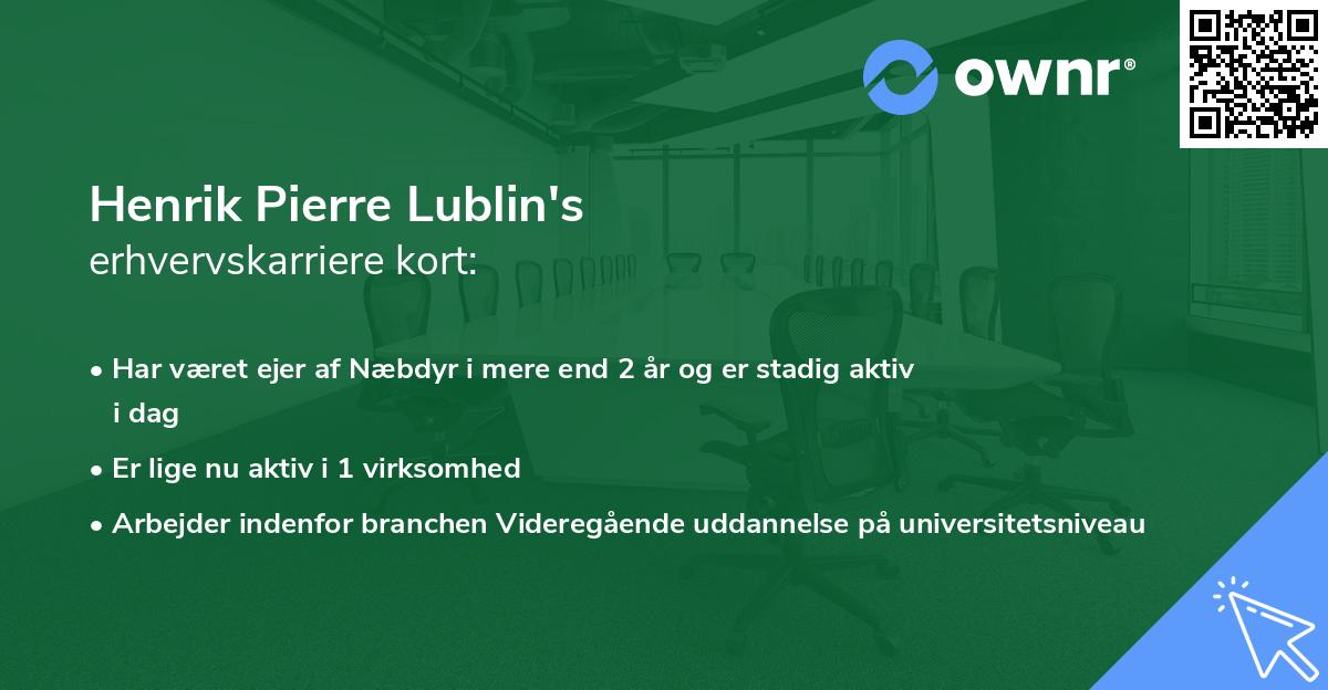 Henrik Pierre Lublin's erhvervskarriere kort