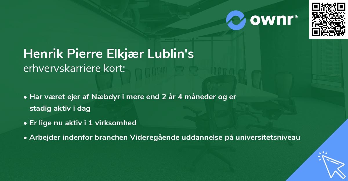 Henrik Pierre Elkjær Lublin's erhvervskarriere kort