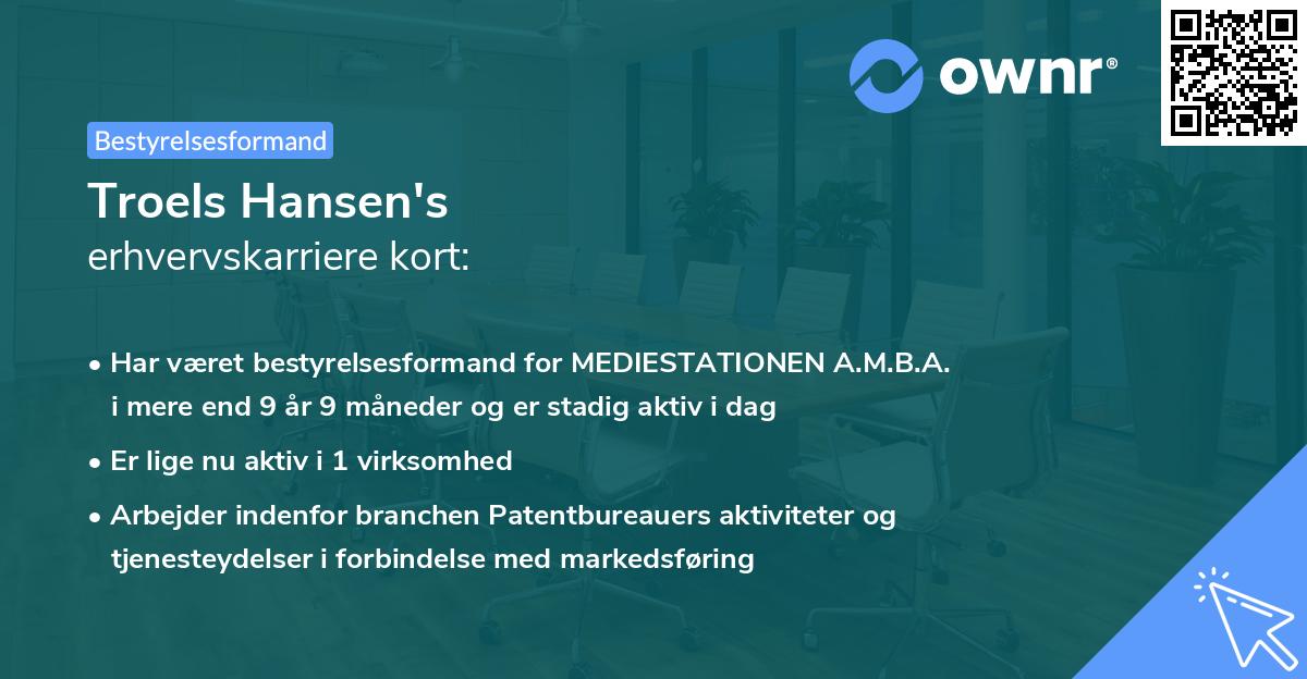 Troels Hansen's erhvervskarriere kort