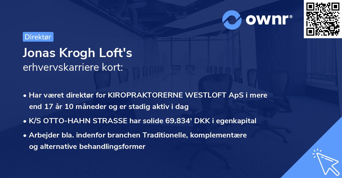 Jonas Krogh Loft's erhvervskarriere kort
