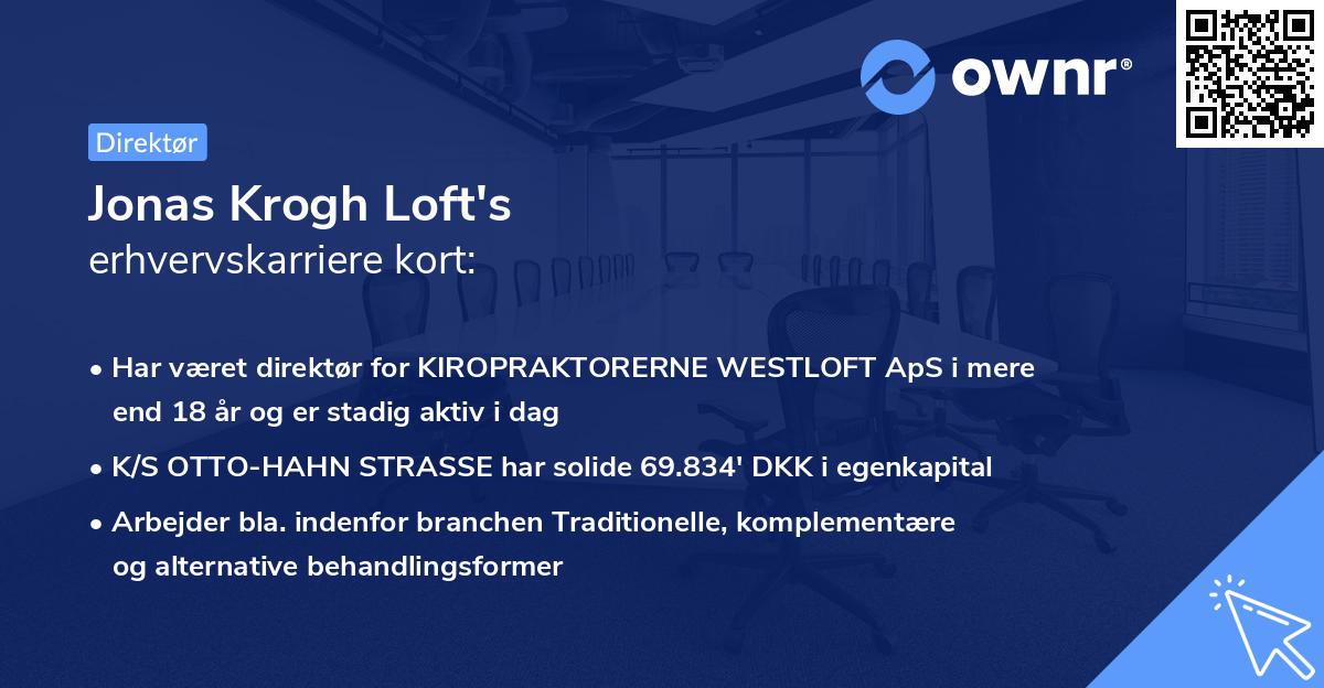 Jonas Krogh Loft's erhvervskarriere kort