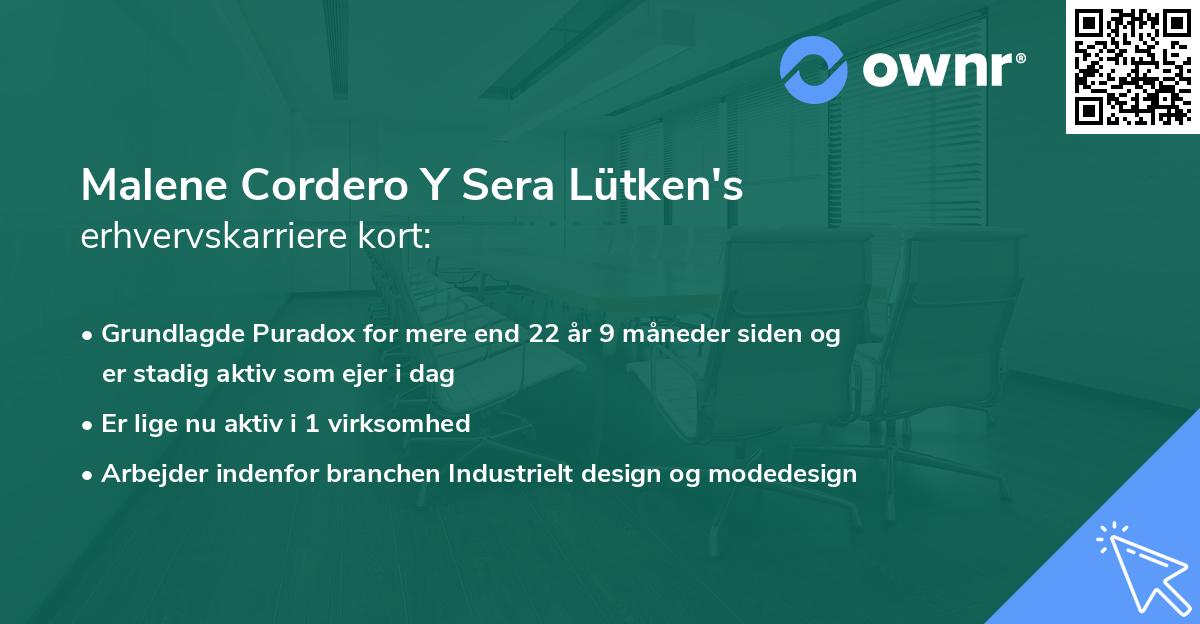 Malene Cordero Y Sera Lütken's erhvervskarriere kort