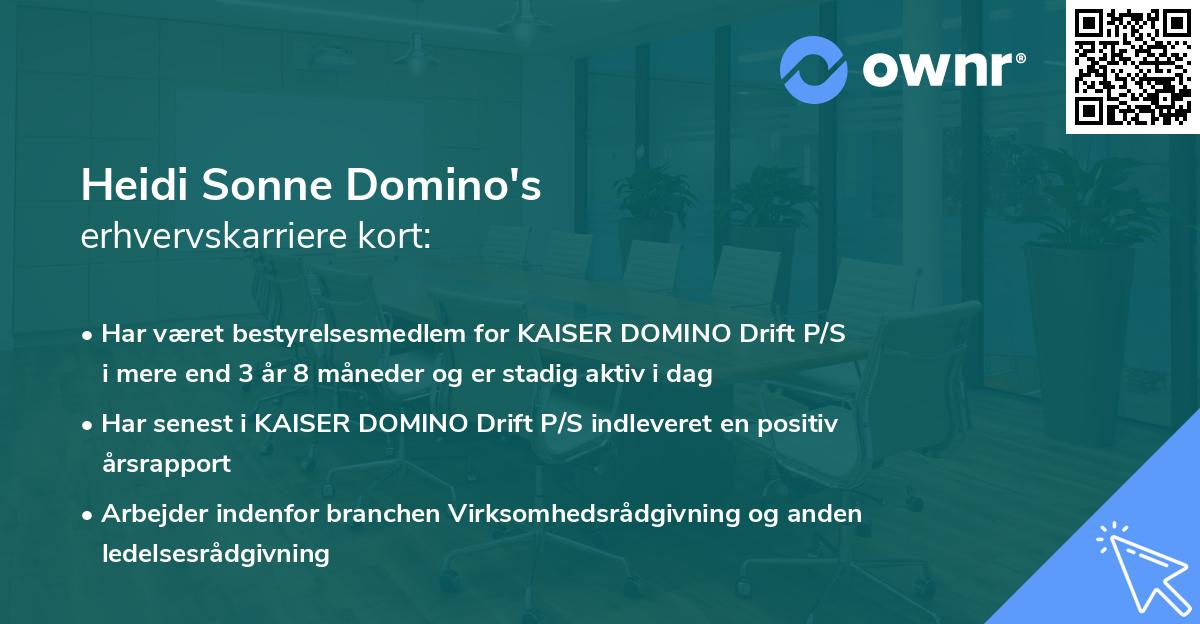 Heidi Sonne Domino's erhvervskarriere kort