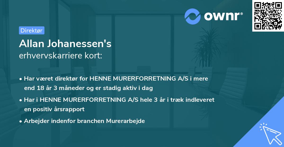 Allan Johanessen's erhvervskarriere kort
