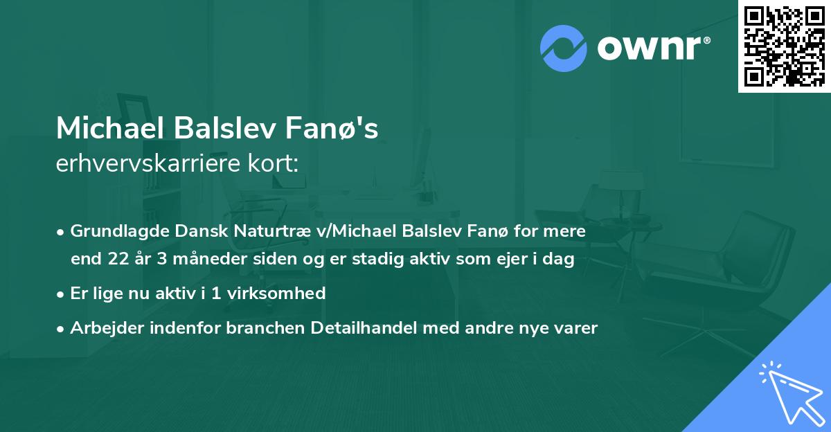 Michael Balslev Fanø's erhvervskarriere kort