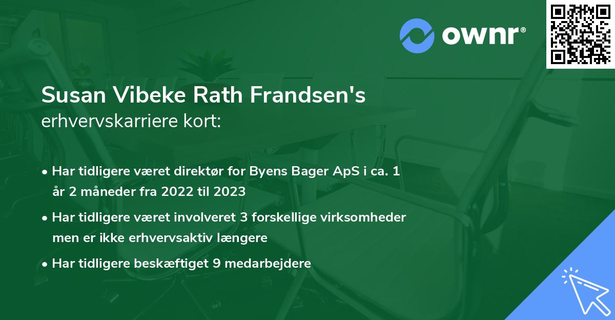 Susan Vibeke Rath Frandsen's erhvervskarriere kort