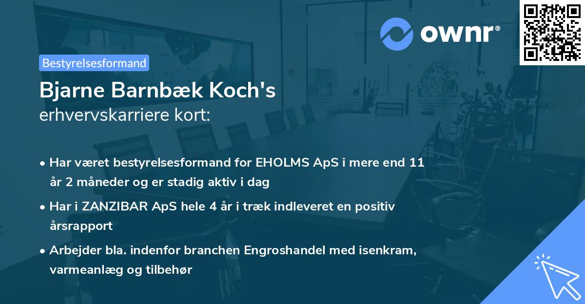 Bjarne Barnbæk Koch's erhvervskarriere kort
