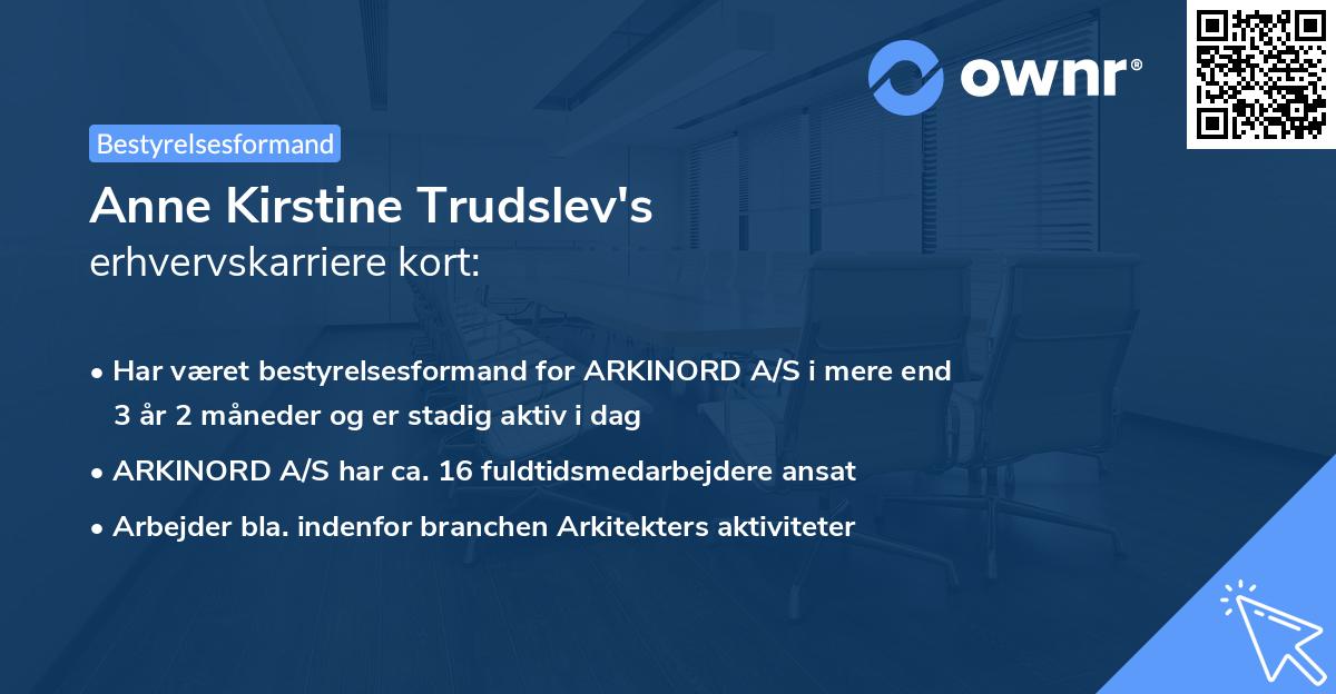 Anne Kirstine Trudslev's erhvervskarriere kort