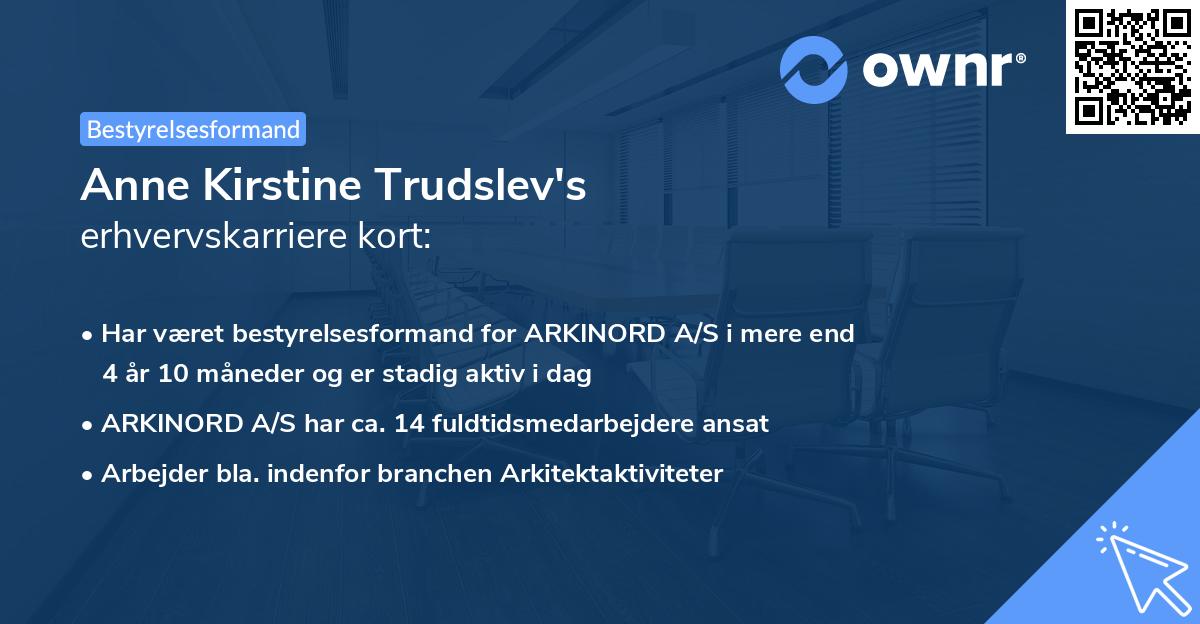 Anne Kirstine Trudslev's erhvervskarriere kort