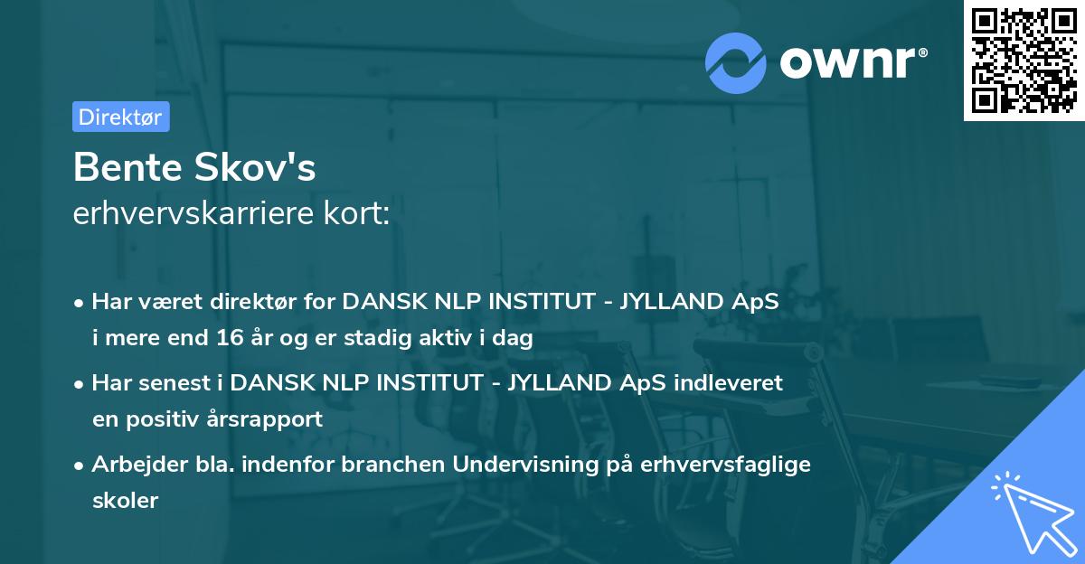 Bente Skov's erhvervskarriere kort