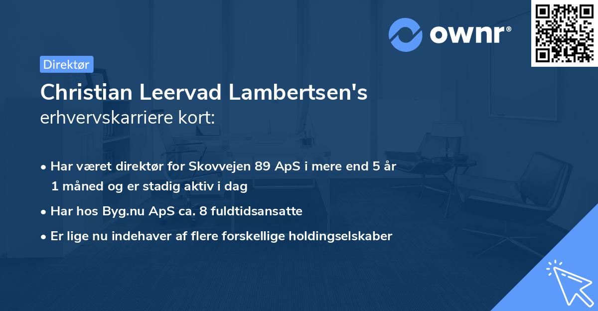 Christian Leervad Lambertsen's erhvervskarriere kort