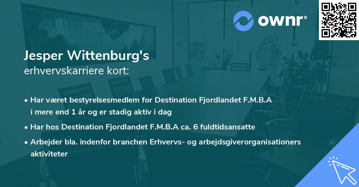 Jesper Wittenburg's erhvervskarriere kort