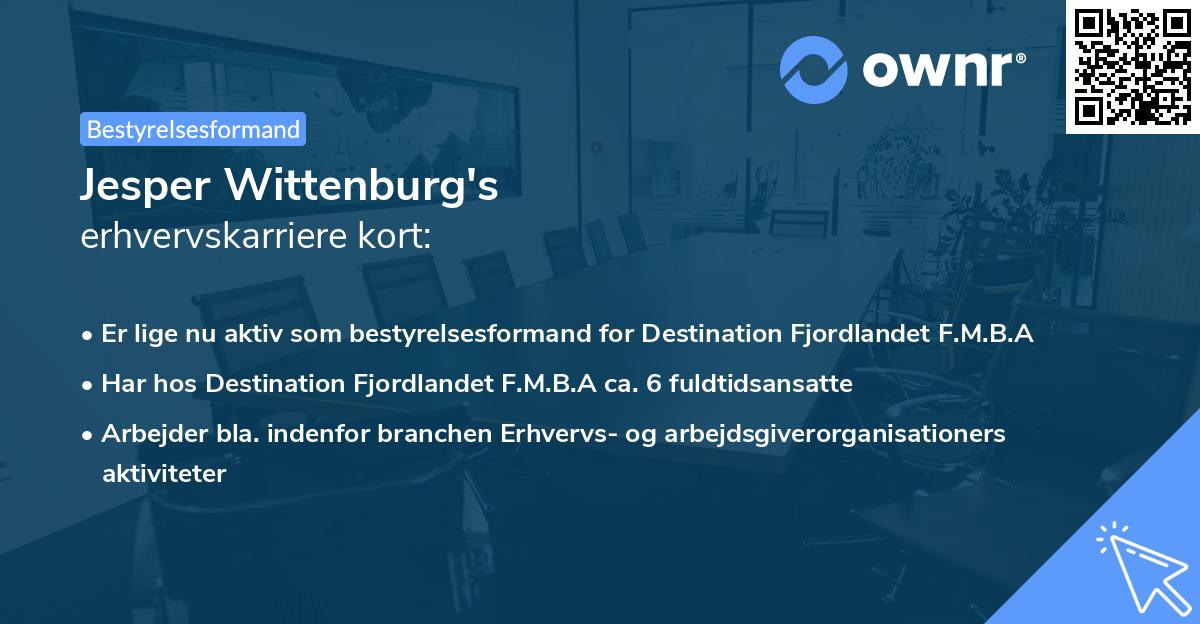 Jesper Wittenburg's erhvervskarriere kort