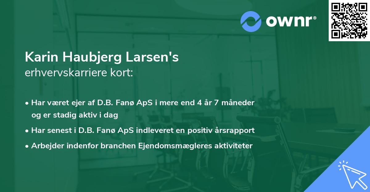 Karin Haubjerg Larsen's erhvervskarriere kort